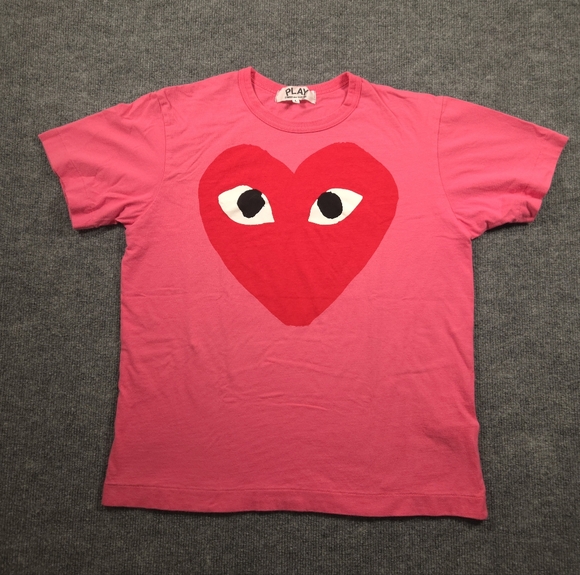 Comme des Garçons PLAY Pink Big Red Heart Graphic Tee Shirt L